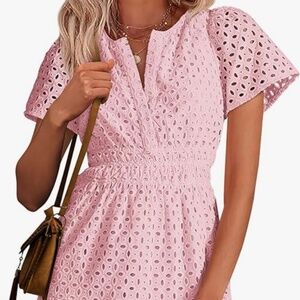 Pretty Garden Pink V-Neck summer dress, size M